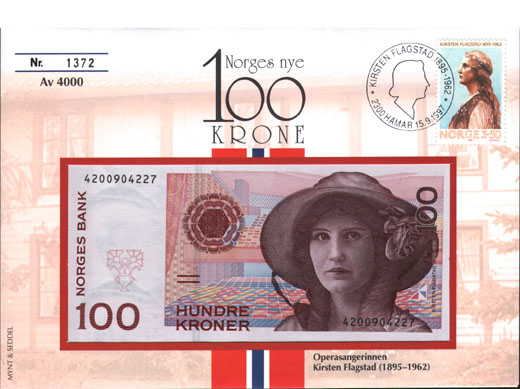 Bilde av Norges nye 100-kroneseddel (SEDDELBREV)